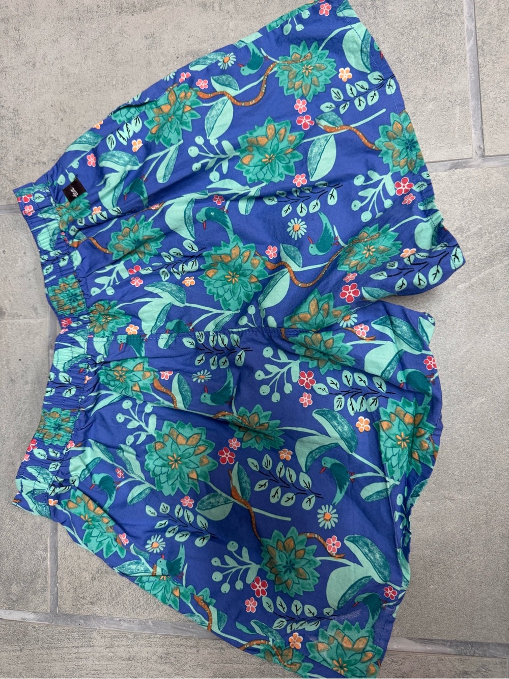 Tea Collection Blue Floral Shorts with Green Accents